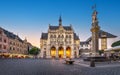 Panorama of Fischmarkt square with historic Town Hall in Erfurt Royalty Free Stock Photo