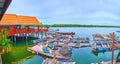 Panorama of fish farms in Ko Panyi village, Phang Nga Bay, Thailand Royalty Free Stock Photo