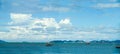 Panorama fishing boat and sailing on the sea Royalty Free Stock Photo
