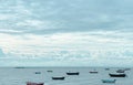 Panorama fishing boats mooring boats to fish,background