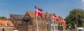 Panorama of flags in the harbor of Ribe