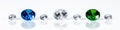 Panorama, flawless brilliant cut jewels, diamonds, sapphire and emerald Royalty Free Stock Photo