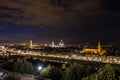 Panorama of Florence with Duomo Santa Maria Del Fiore, tower of Palazzo Vecchio at night in Florence, Tuscany, Italy Royalty Free Stock Photo