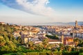 Panorama of Florence Italy. Firenze landmarks. Skyline Florence with sky, architecture and stone bridge Ponte Vecchio Royalty Free Stock Photo