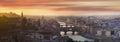 Panorama of Florence and river Arno after sunset, Tuscany, Italy, Europe Royalty Free Stock Photo