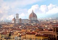 Panorama of Florence and Saint Mary of the Flower in Florence. Royalty Free Stock Photo