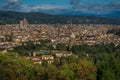 Panorama of Florence with Santa Maria del Fiore cathedral Duomo, Palazzo Vecchio town hall, Santo Spirito and Santa Croce church Royalty Free Stock Photo