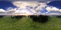 Panorama of a flower meadow, flower hills view. HDRI . equidistant projection Royalty Free Stock Photo