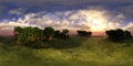 Panorama of a flower meadow, flower hills view. HDRI . equidistant projection Royalty Free Stock Photo