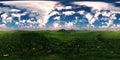 Panorama of a flower meadow, flower hills view. HDRI . equidistant projection Royalty Free Stock Photo