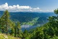 Panorama fo Bohinj lake in summer, view from Vogel, Julian Alpe, Slovenia Royalty Free Stock Photo