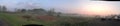 Panorama of fog over marshy land