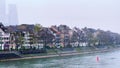 Panorama of River Rhine banks, Basel, Switzerland