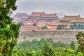 Panorama forbidden city and smog Beijing Royalty Free Stock Photo