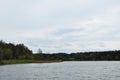 Panorama of a forest lake. Royalty Free Stock Photo