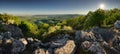 Panorama of forest and mountain in Carpathian with sun, Slovakia Royalty Free Stock Photo