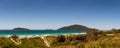 Panorama format of Nelson Bay from Jimmy`s Beach, Hawks Nest, Australia