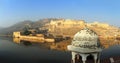 Panorama - fort and lake in Jaipur India Royalty Free Stock Photo