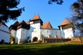 Panorama of fortified church in Viscri, Transylvania, Romania Royalty Free Stock Photo