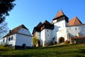 Panorama of fortified church in Viscri, Transylvania, Romania Royalty Free Stock Photo