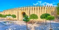 Panorama of the fortress wall and Gate of the Moon, Cordoba, Spain Royalty Free Stock Photo