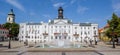 Panorama of the fountain in front of the town hall in Plock Royalty Free Stock Photo