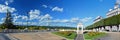 Panorama of fountain place in Boulevard of Pyrenees in Pau