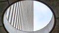 Panorama frame Close up view from the inside of the round skylight of a building Royalty Free Stock Photo