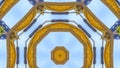 Panorama frame Emblem made from parts of a yellow tractor