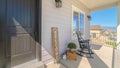 Panorama frame Front porch and door of traditional suburban home Royalty Free Stock Photo