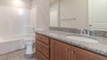 Panorama frame Interior of a modern bathroom with marble vanity Royalty Free Stock Photo