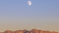 Panorama frame Moon at sunset over Provo canyon and Utah Lake