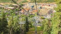 Panorama frame Park City ski resort in Utah during off season with view of empty chairlifts Royalty Free Stock Photo