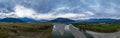 Panorama of Fraser River. British Columbia, Canada. Sunset Sky Royalty Free Stock Photo