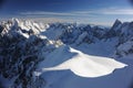 Panorama of French Alps with mountain ranges covered in snow in winter Royalty Free Stock Photo