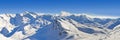 Panorama of the French Alps mountain in winter, with snow Royalty Free Stock Photo