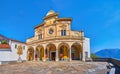 Panoramic facade of Church, Madonna del Sasso Sanctuary, Orselina, Switzerland Royalty Free Stock Photo