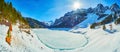 Panorama of frozen Gosausee lake, Gosau, Austria