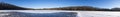 Panorama of a frozen pond Royalty Free Stock Photo