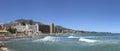 Panorama of Fuengirola, MÃÂ¡laga, Spain. View of public beach and luxury apartments. Cerro Castillejo in background