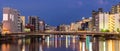 Fukuoka Naka River Yatai Food Street Panorama Royalty Free Stock Photo