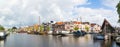Panorama of Galgewater canal in Leiden, Netherlands Royalty Free Stock Photo