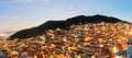 Panorama of Gamcheon Culture Village at night in Busan, South Korea