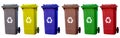 Panorama garbage cans different colors