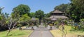 Panorama of the garden of the Pura Goa Lawah temple