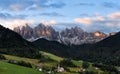 Panorama of Geisler (Odle) Dolomites Group Royalty Free Stock Photo