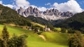 Panorama of Geisler (Odle) Dolomites Group Royalty Free Stock Photo