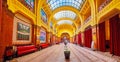 Panorama of Gellert Spa Baths interior, on Feb 24 in Budapest, Hungary