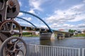 Panorama of the german and polish border bridge in Frankfurt an der Oder and sublice, Germany