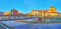 Panorama of German\'s Bridge across dried up Guadalmedina River, Malaga, Spain